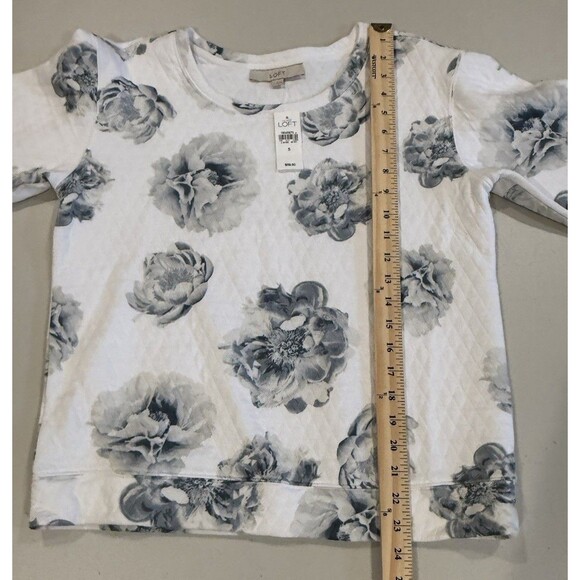 NEW Loft Sweatshirt Womens Small Floral Travel Lightweight Coastal 100% Cotton - Picture 5 of 6